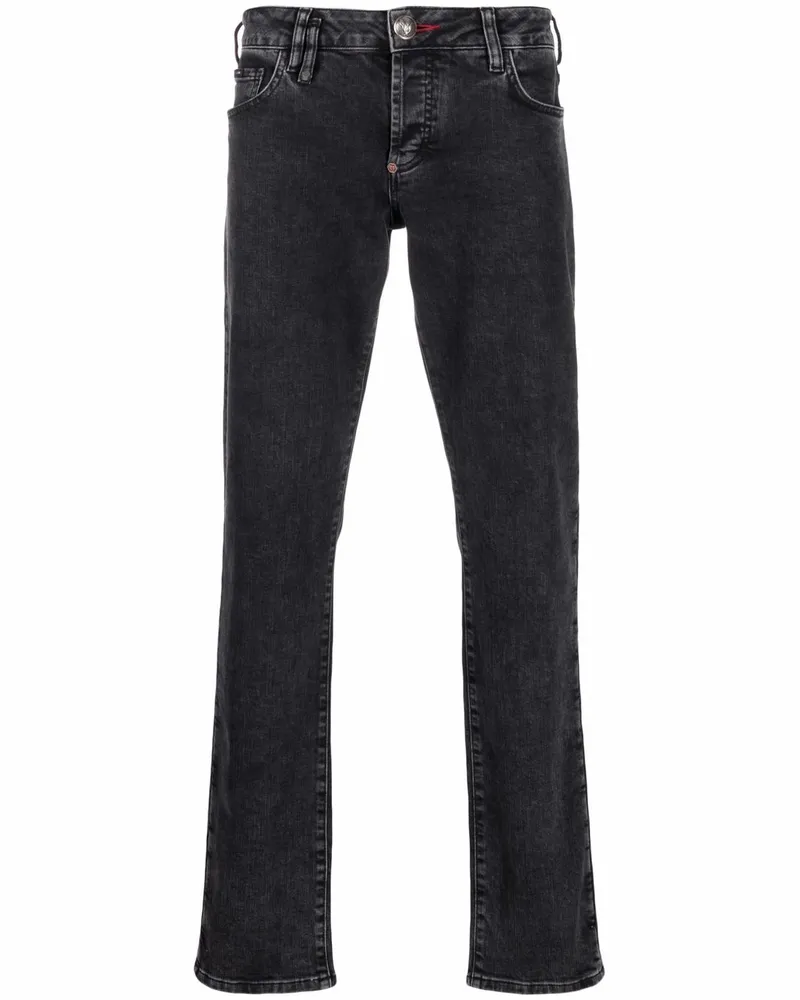 Philipp Plein Halbhohe Straight-Leg-Jeans - Grau Grau