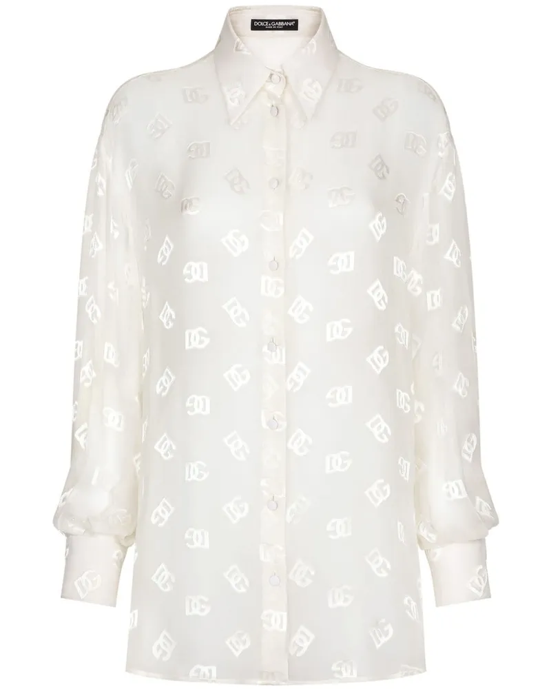 Dolce & Gabbana Jacquard-Hemd - Weiß Weiß
