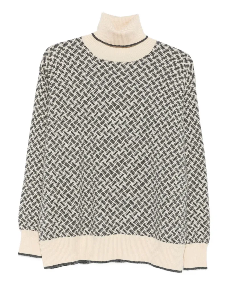Drumohr  Rollkragenpullover mit geometrischem Muster - Nude Nude