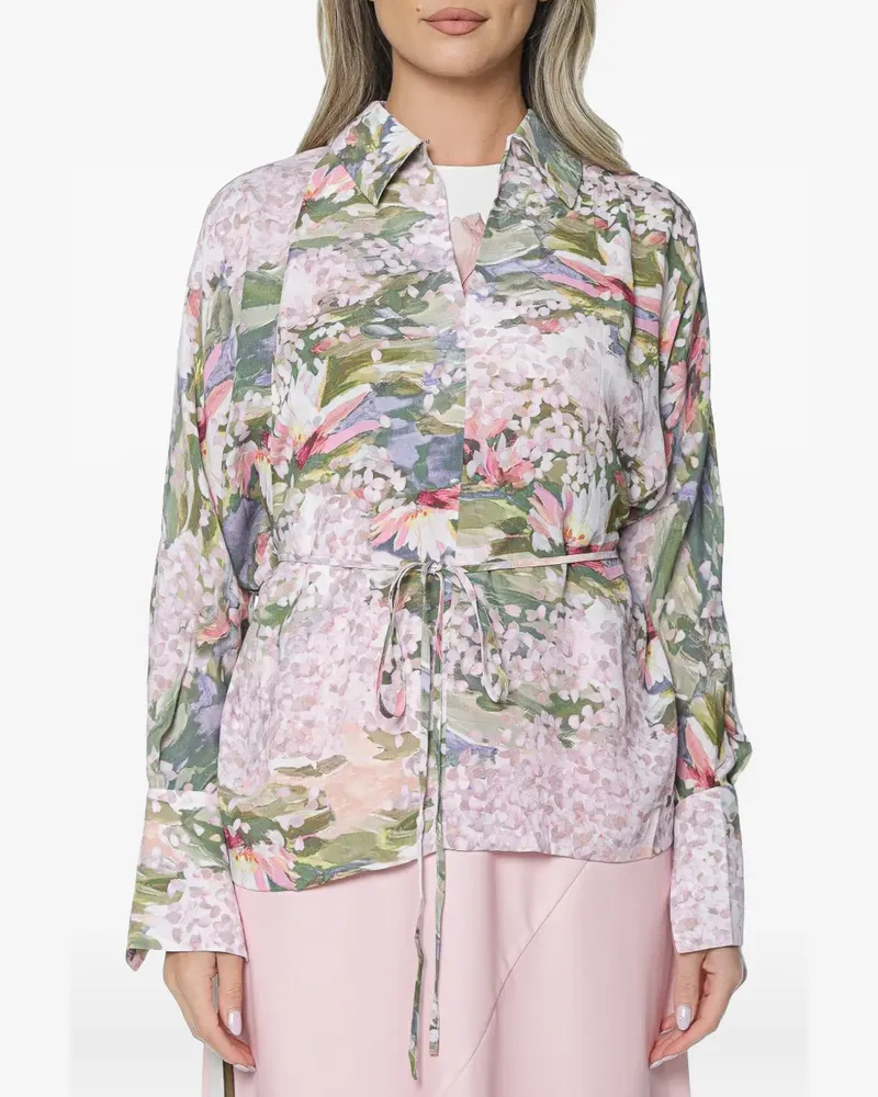 Ted Baker floral-print tie-waist blouse - Rosa Rosa