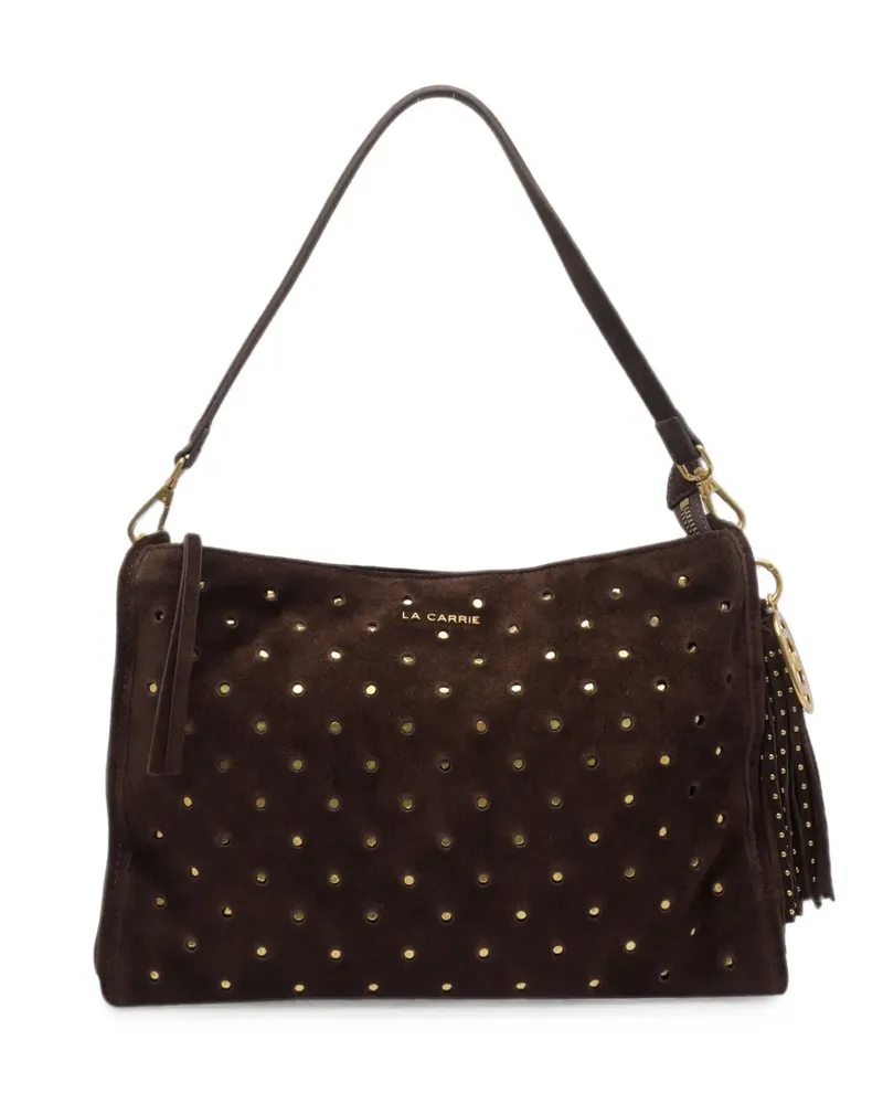 LA CARRIE Downtown Tote Bag aus Wildleder mit Nieten - Braun Braun