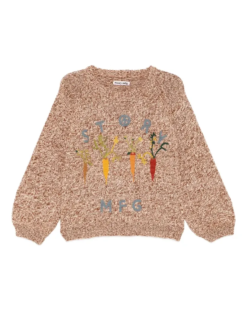 STORY mfg. graphic-patched round neck jumper - Braun Braun