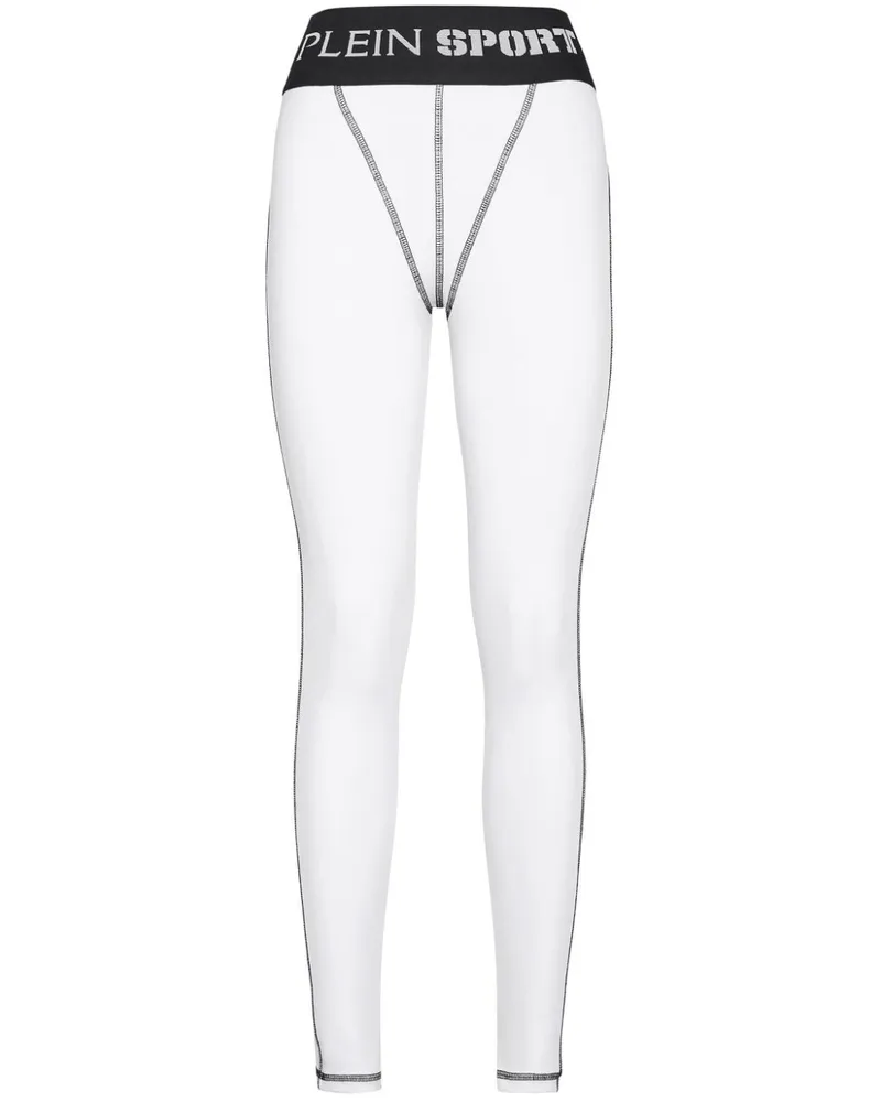 Philipp Plein High-Waist-Leggings mit Logo - Weiß Weiß