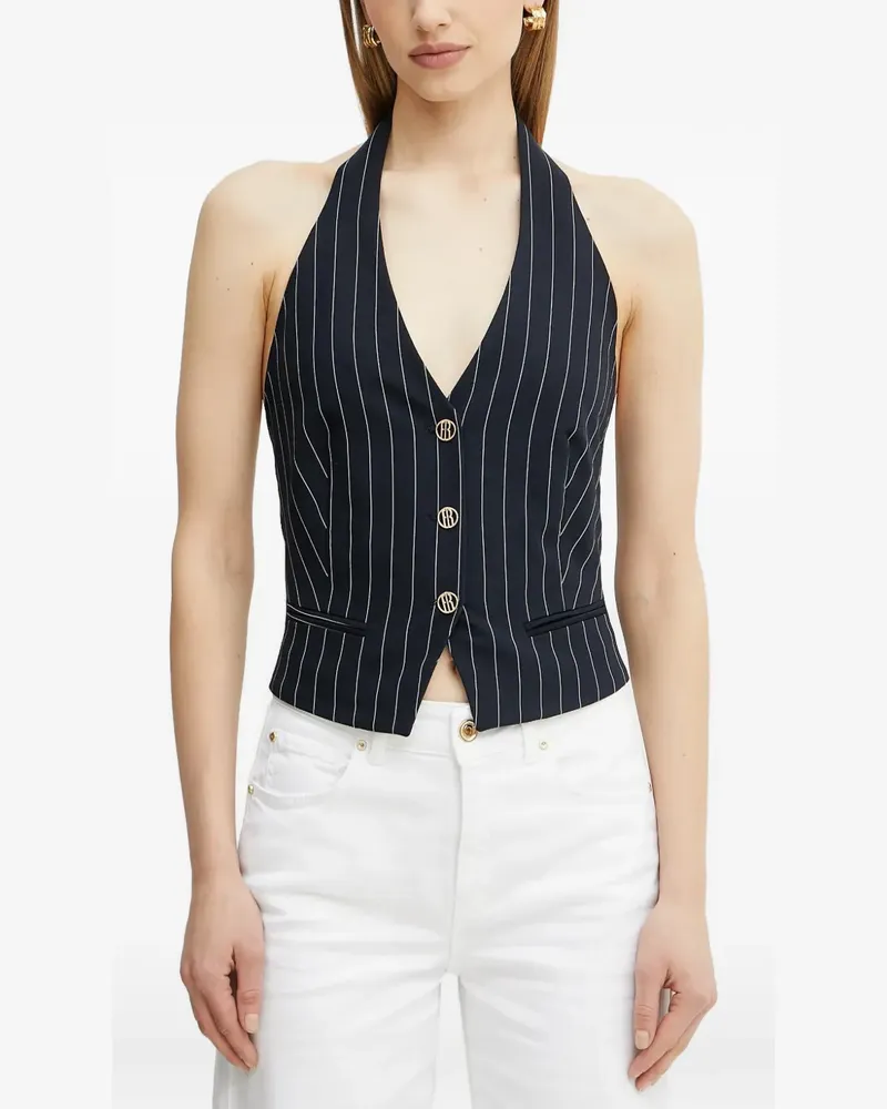 Fracomina pinstripe buttoned halter top - Blau Blau