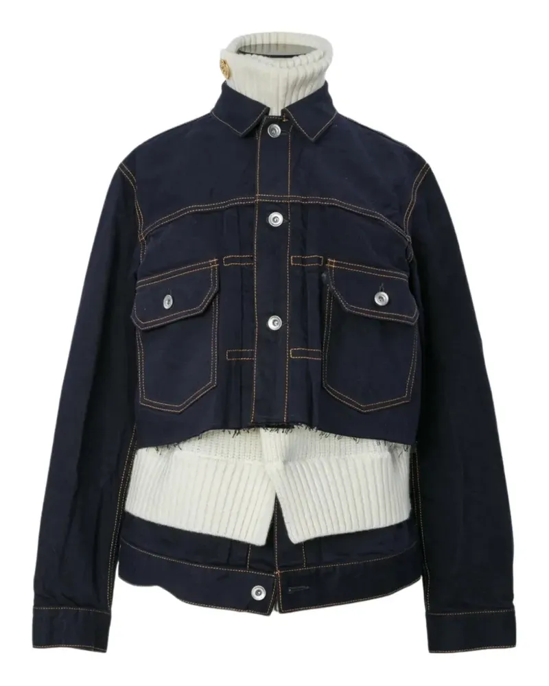 Sacai Ungesäumte Jeansjacke im Layering-Look - Blau Blau