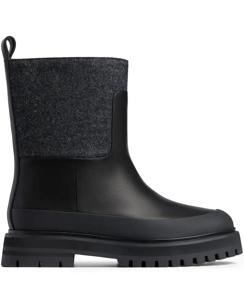 12 STOREEZ Stiefeletten mit Kontrasteinsatz - Schwarz Schwarz