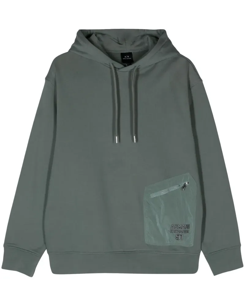 Armani Exchange Hoodie mit Logo-Stickerei - Grün Grün