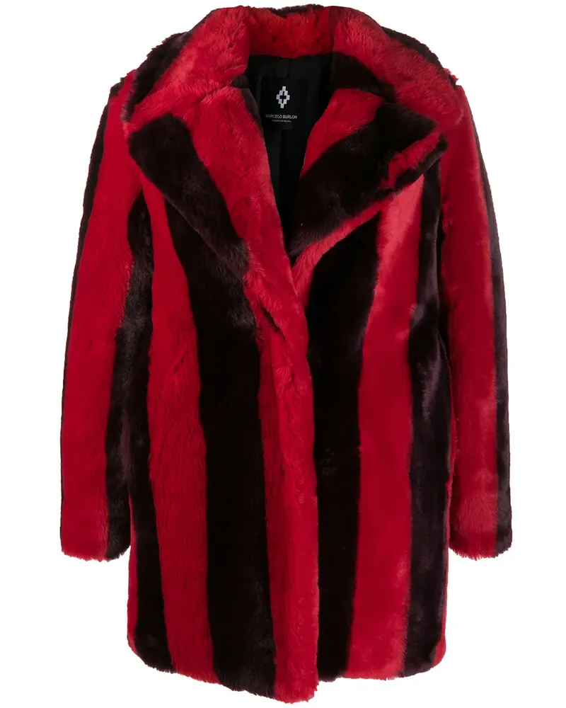 Marcelo Burlon | County of Milan Gestreifter Faux-Fur-Mantel - Rot Rot