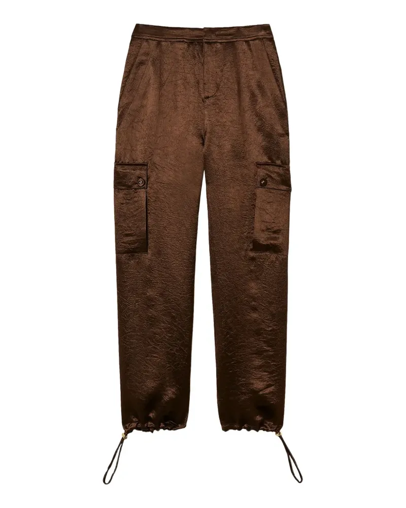 Twin-Set Froissé satin cargo trousers - Braun Braun