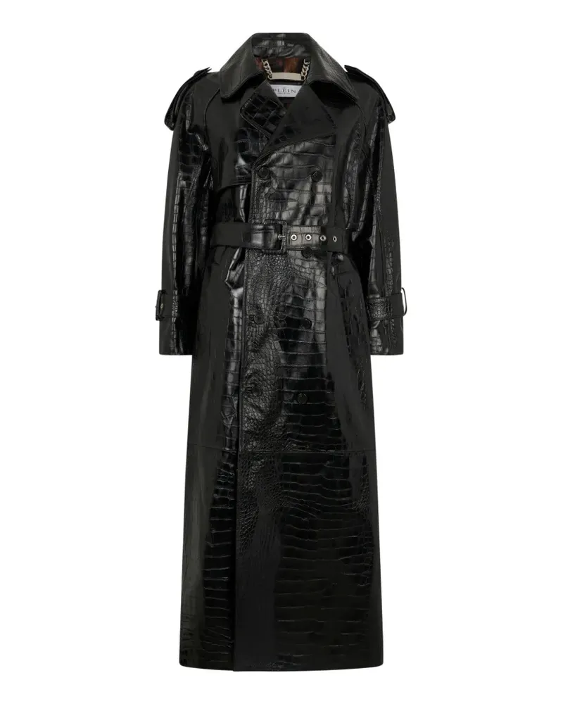 Philipp Plein Trenchcoat mit Kroko-Print - Schwarz Schwarz