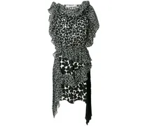 Gemustertes Kleid mit asymmetrischem Schnitt - Schwarz