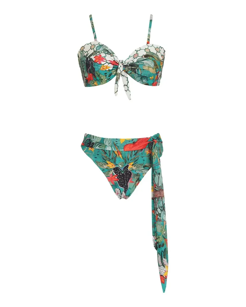 Amir Slama Bikinioberteil mit Blumenprint - Grün Grün