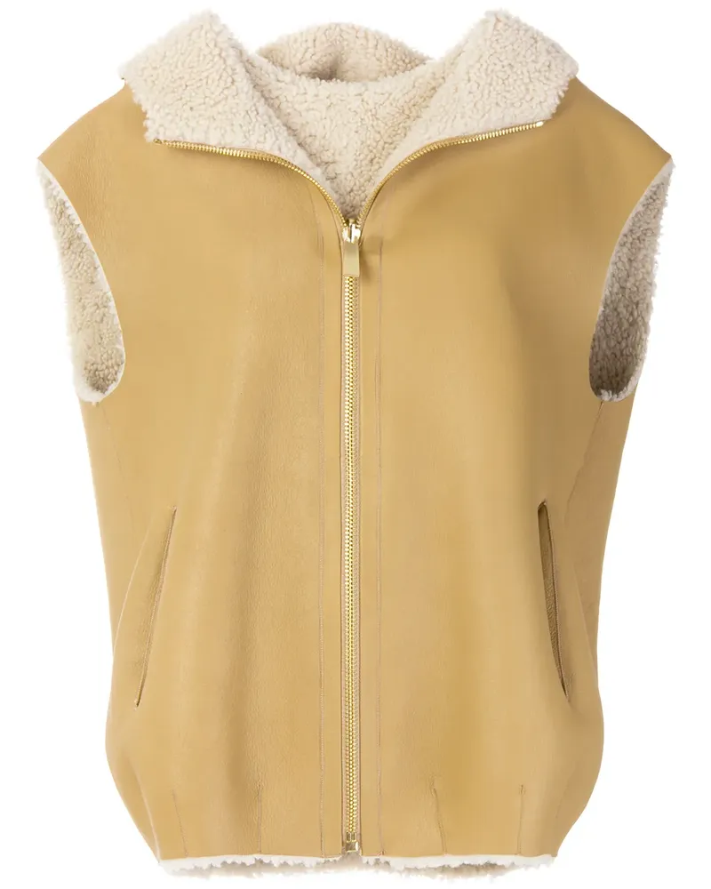 Michael Kors Shearling-Weste mit Reißverschluss - Nude Nude