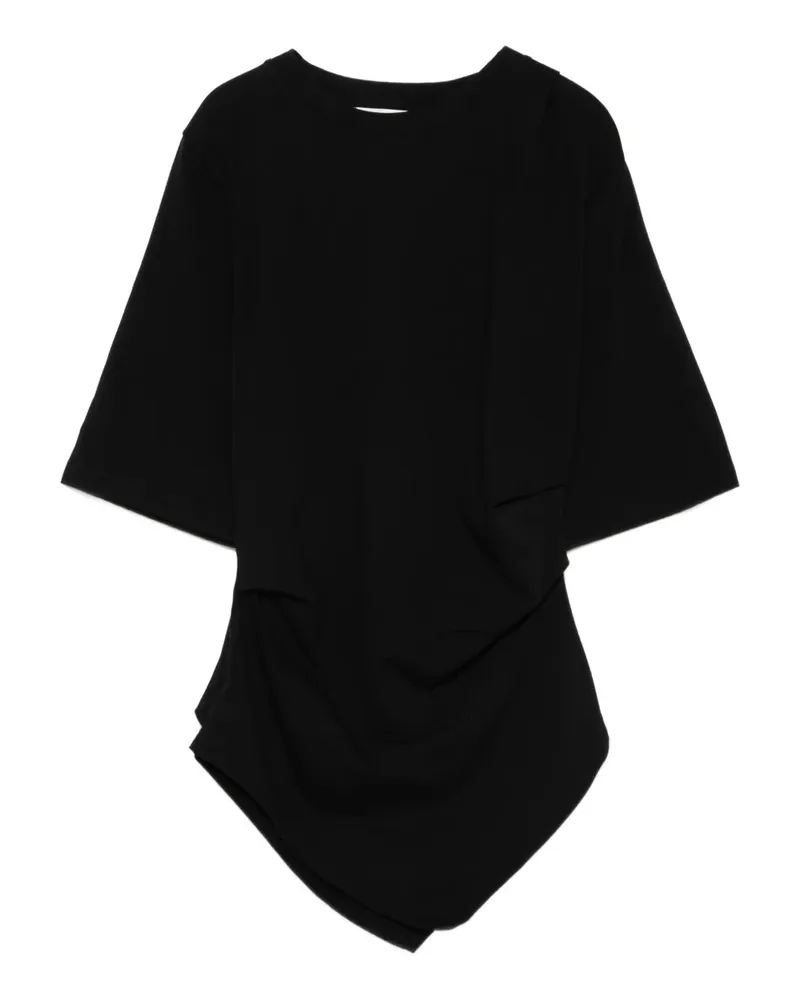 Róhe Drapiertes T-Shirt - Schwarz Schwarz