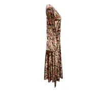 Midikleid mit Blumen-Print - Schwarz