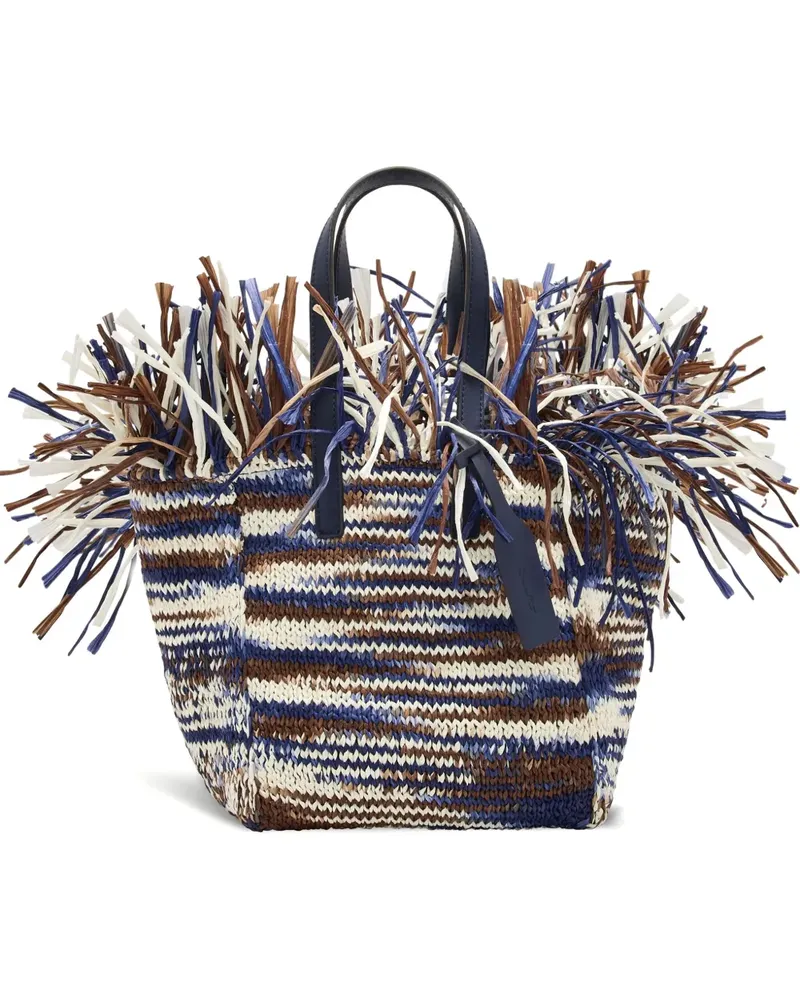 Oscar de la Renta Gestreifter Shopper - Blau Blau