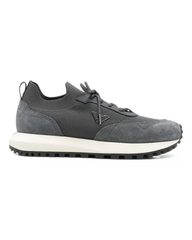Emporio Armani logo-plaque panelled sneakers - Grau Grau