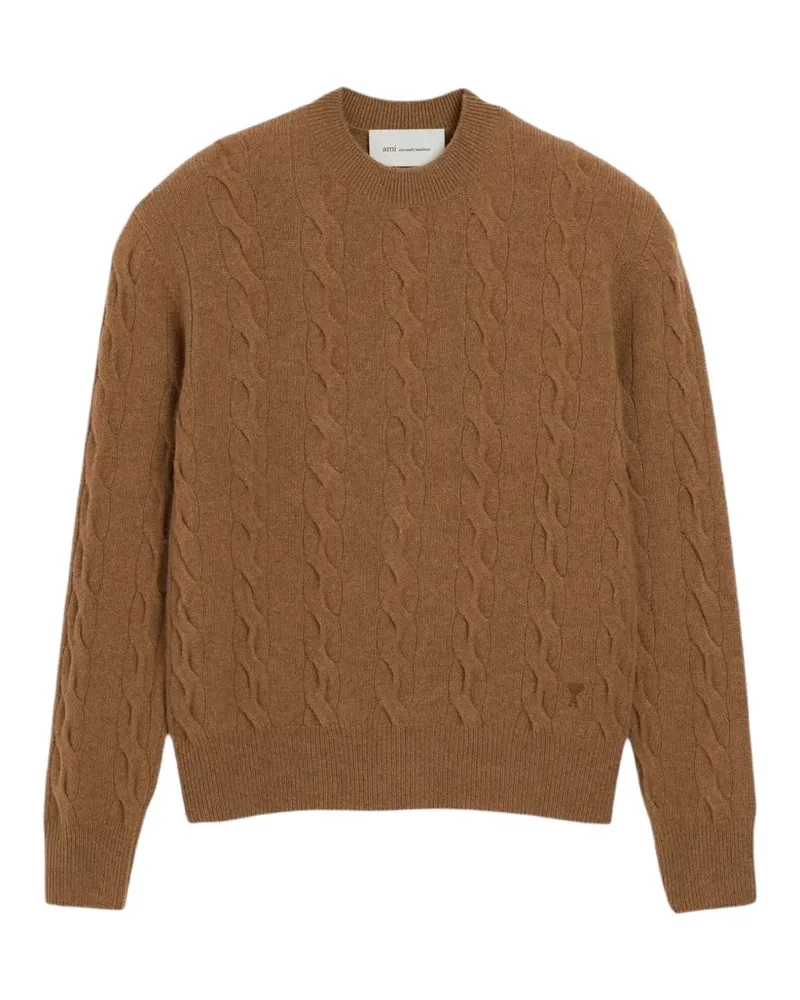 AMI Paris Pullover mit Zopfmuster - Braun Braun