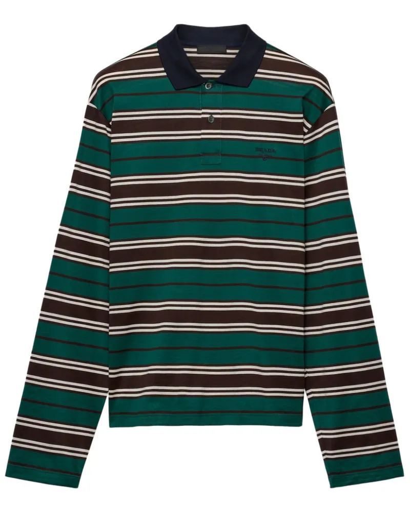 Prada Gestreiftes Poloshirt - Grün Grün