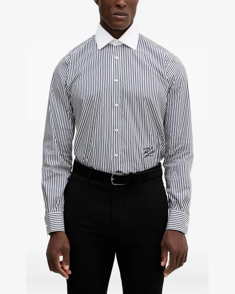 Karl Lagerfeld striped embroidered shirt - Weiß Weiß