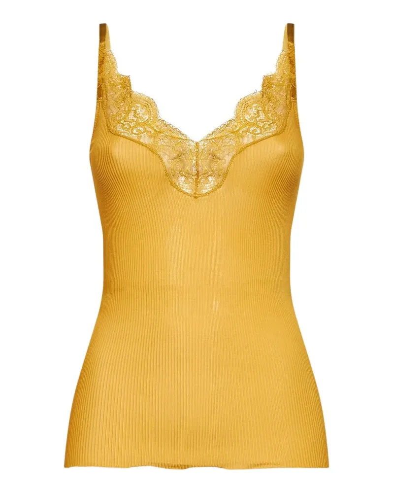 Saint Laurent Geripptes Tanktop aus Seide - Gelb Gelb