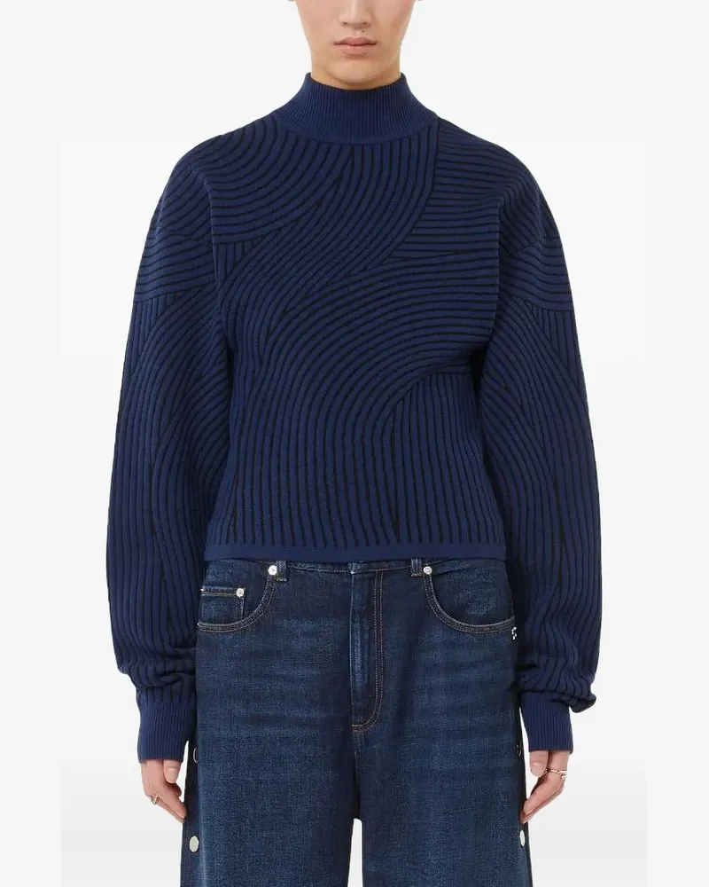 Max Mara Febo Stehkragen-Pullover mit Wellenmuster - Blau Blau