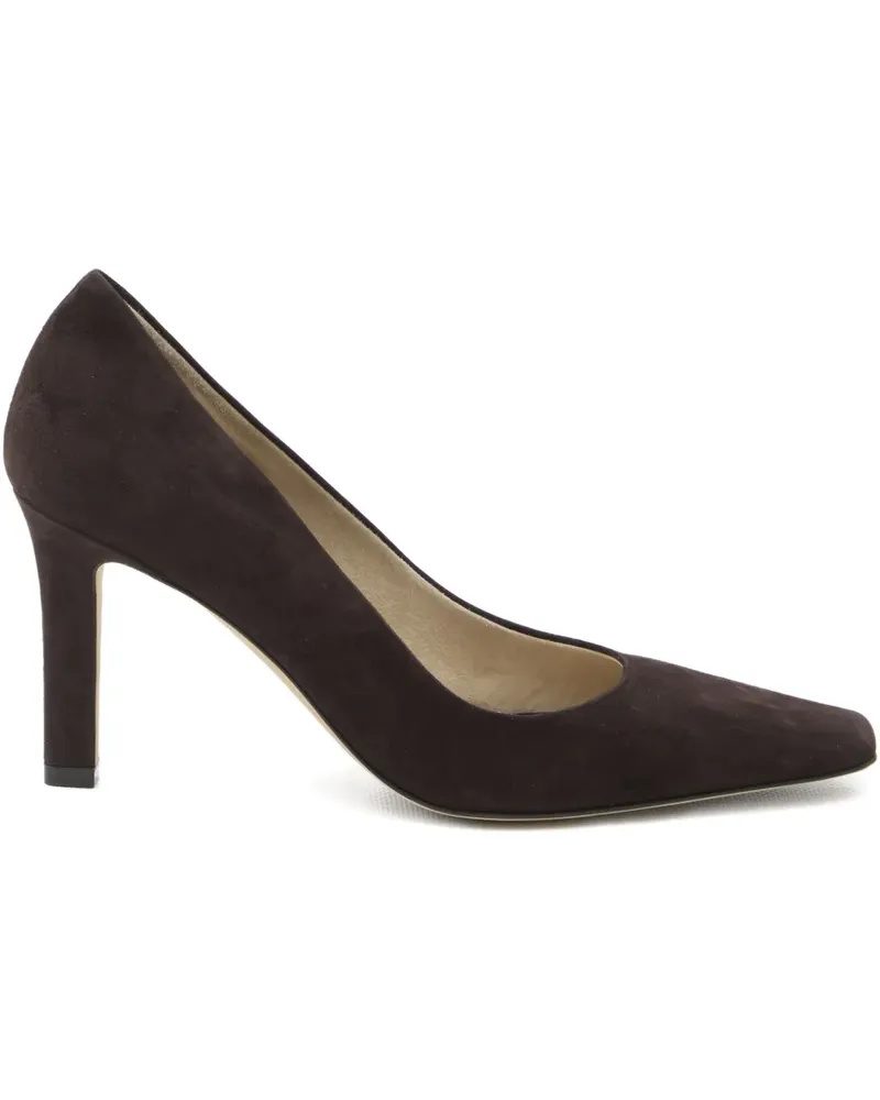 The Row 80mm square-toe suede heeled pumps - Braun Braun