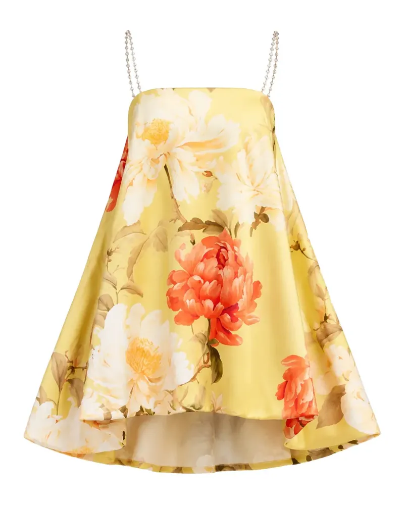 LEO LIN Patsy Leinen-Minikleid mit Blumen-Print - Gelb Gelb