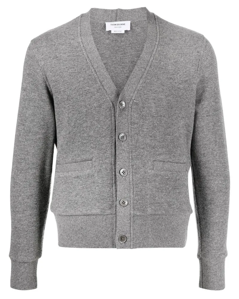 Thom Browne Kaschmircardigan mit Waffelstrick-Muster - Grau Grau