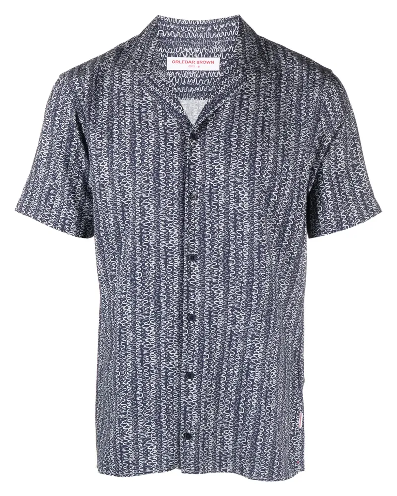 Orlebar Brown Hemd mit Wellen-Print - Blau Blau