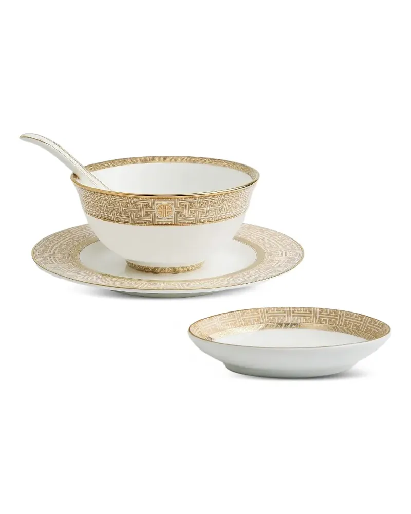 Shanghai Tang Tang Shou Schale mit goldfarbenen Details - Weiß Weiß