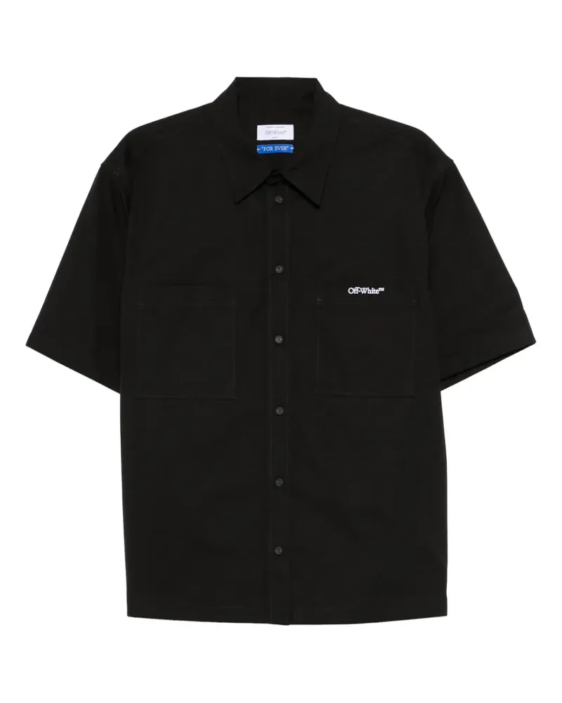 OFF-WHITE Hemd mit Logo-Stickerei - Schwarz Schwarz