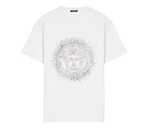 T-Shirt mit Medusa-Applikation - Weiß