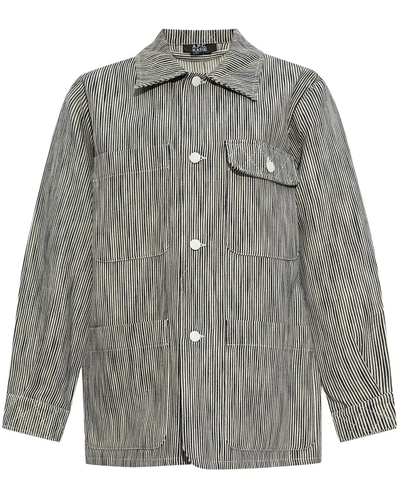 A.P.C. Gestreifte Hemdjacke mit Knöpfen - Schwarz Schwarz