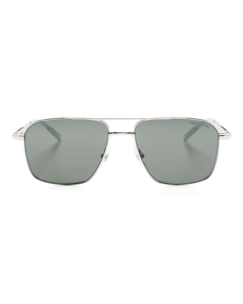 Montblanc Eckige Sonnenbrille mit Logo-Schild - Silber Silber