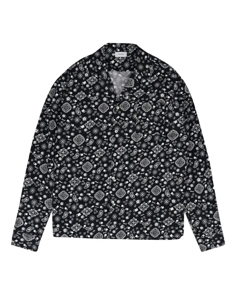 RHUDE bandana-print elbow-patch shirt - Schwarz Schwarz
