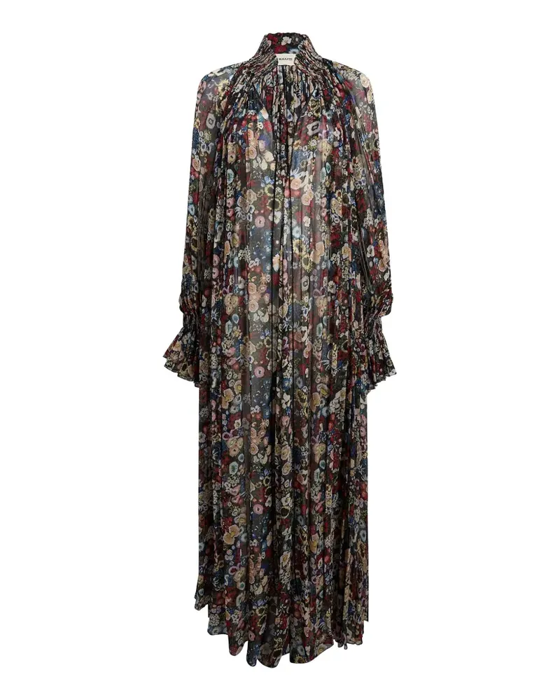 KHAITE Edgar Maxikleid mit Blumenprint - Schwarz Schwarz