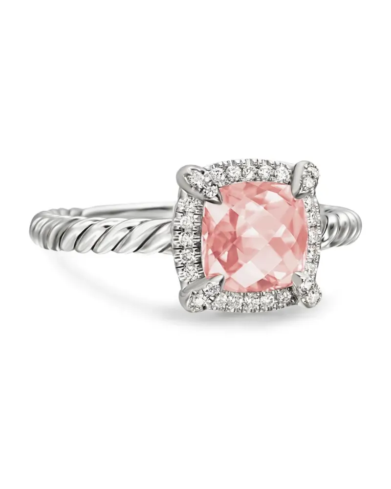David Yurman Petite Chatelaine Ring mit Morganit und Diamanten 7mm - Silber Silber