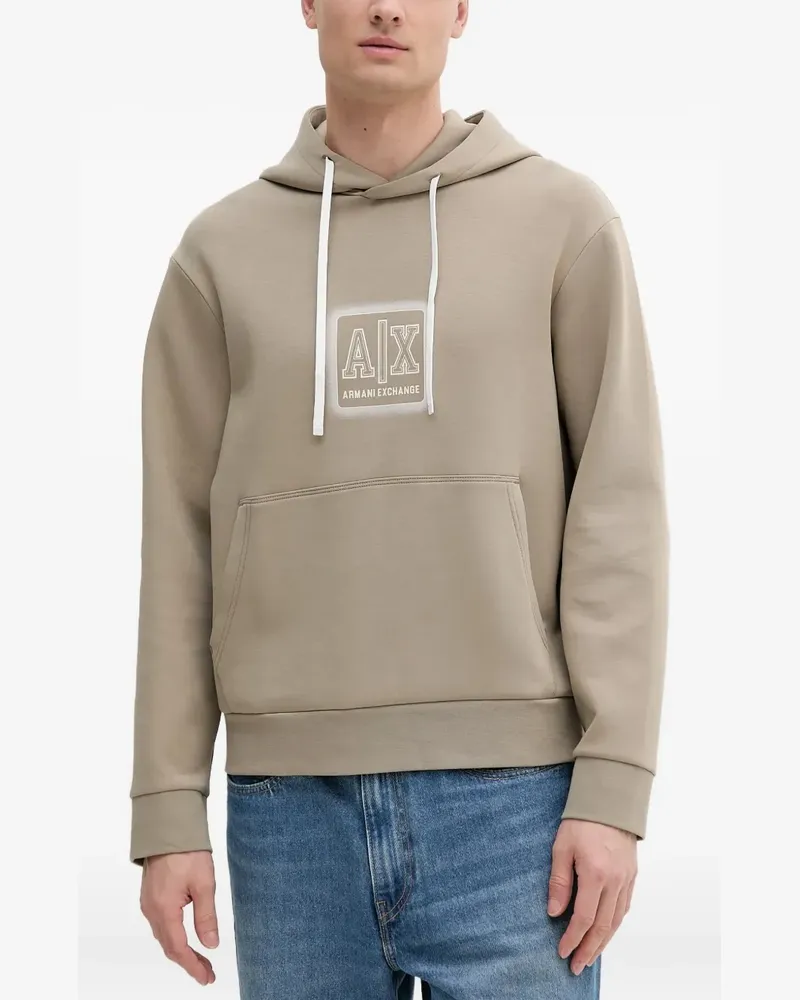Armani Exchange logo-plaque hoodie - Nude Nude