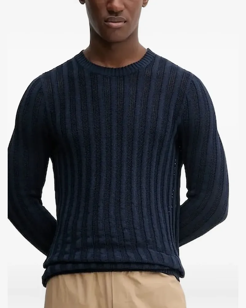 BARENA Gerippter Strickpullover - Blau Blau