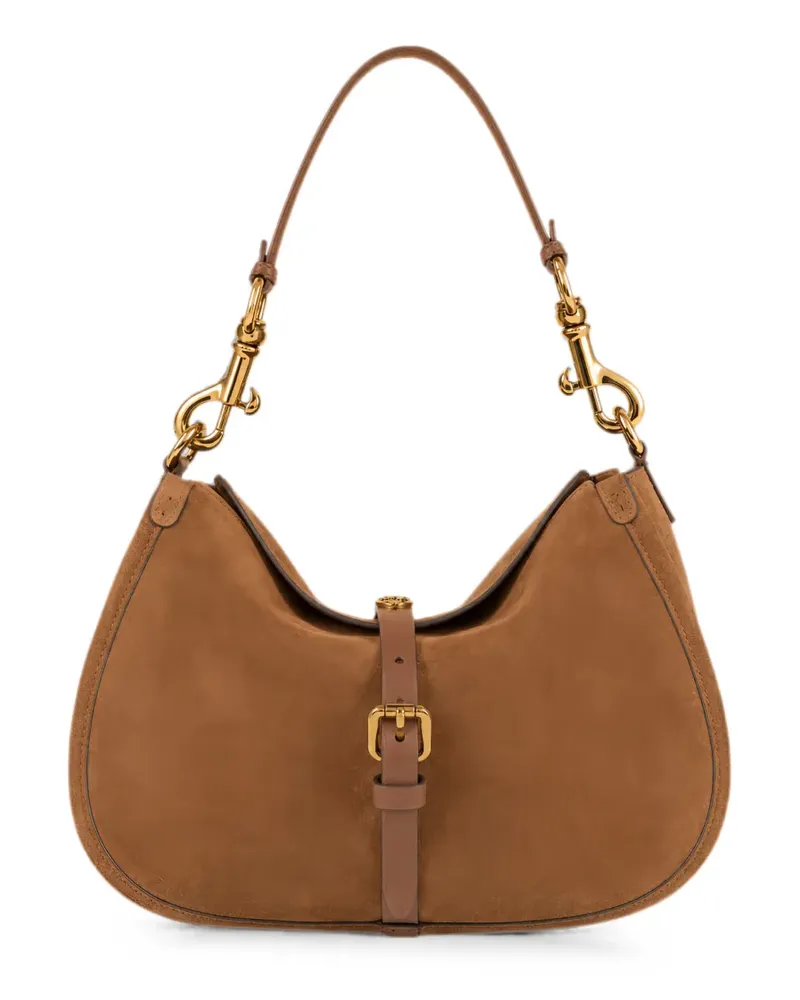 Etro Kleine Pony Schultertasche aus Wildleder mit Schnalle - Braun Braun