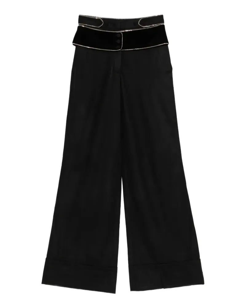 Roberto Cavalli chain-trim velvet-waistband trousers - Schwarz Schwarz
