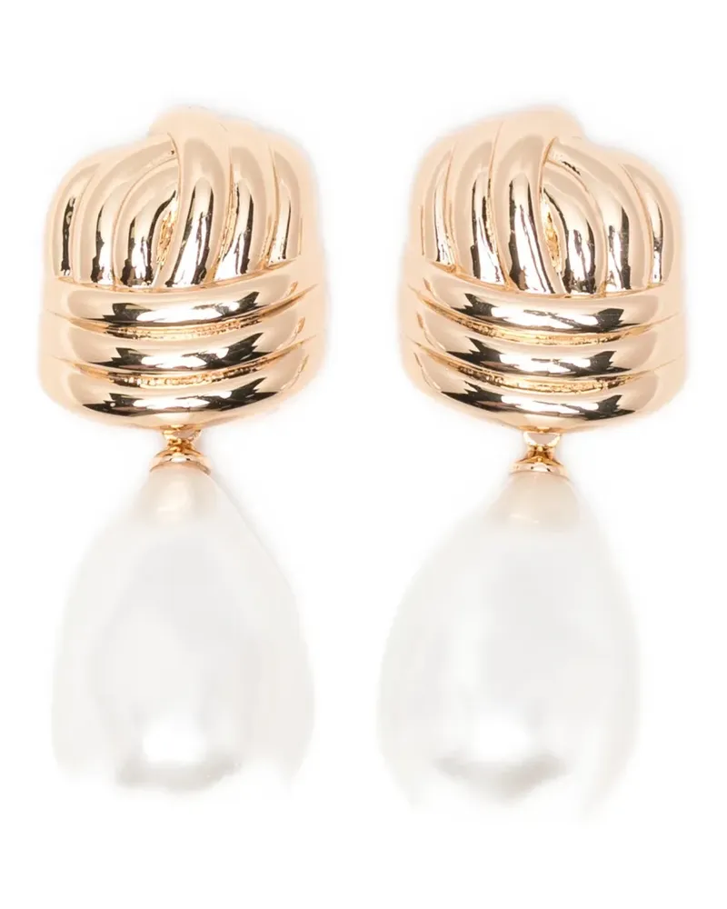 Self-Portrait pear-drop earrings - Gold Gold