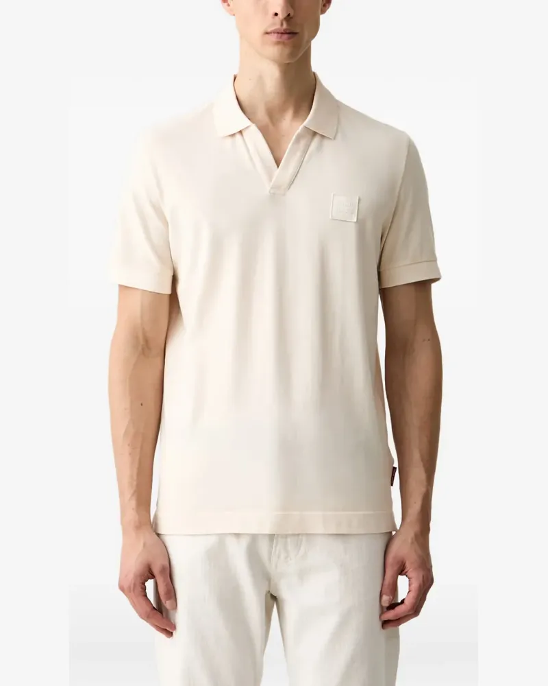 JOOP! logo-patch V-neck shirt - Nude Nude