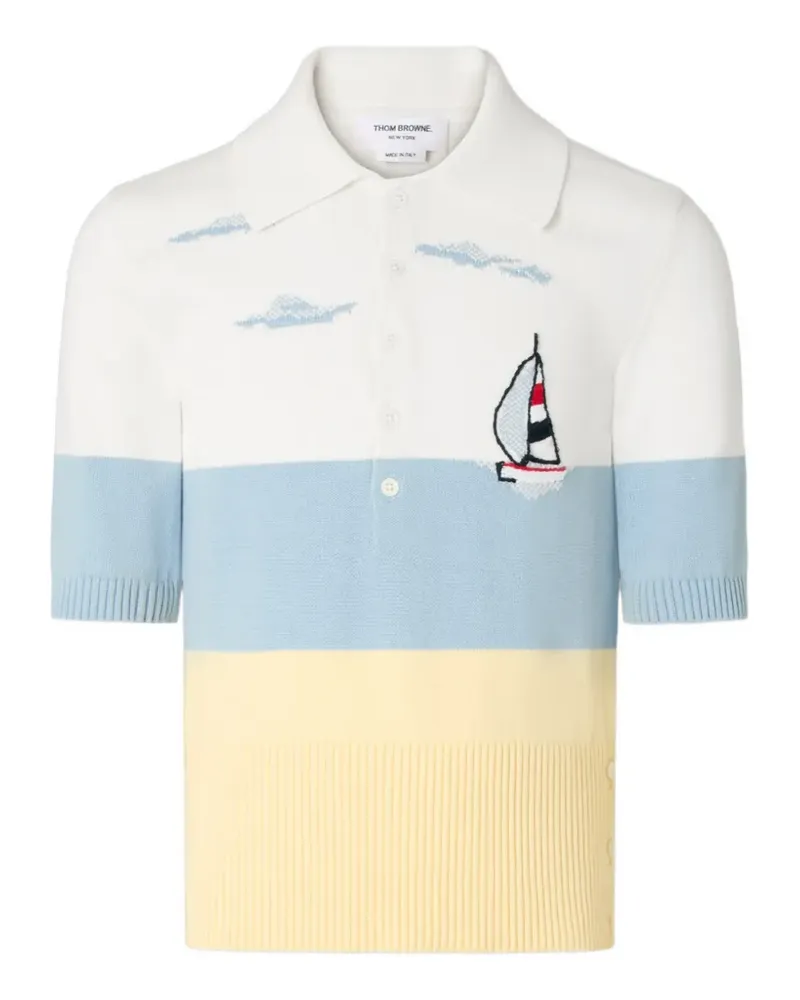 Thom Browne Nantucket Poloshirt aus Scenic-Jersey - Weiß Weiß