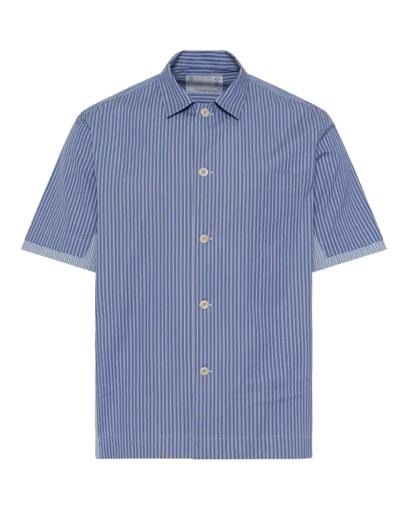 Sacai stripe-print poplin shirt - Blau Blau