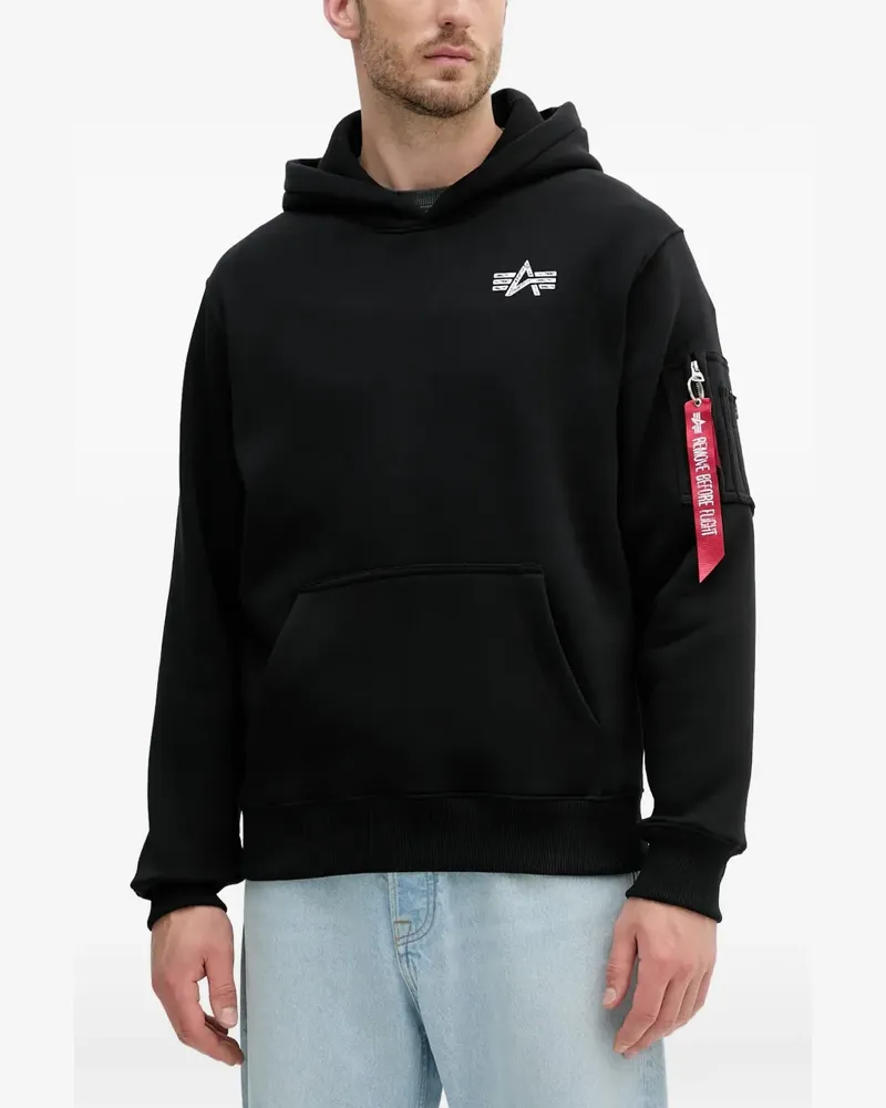Alpha Industries logo-print zip-pocket hoodie - Schwarz Schwarz