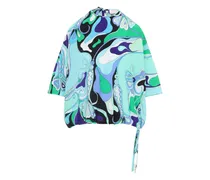 Seidenbluse mit Orchidee-Print - Grün