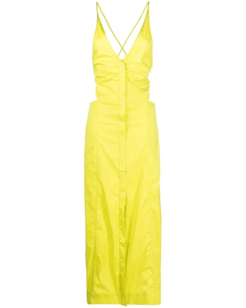 Ganni Kleid mit überkreuzten Riemen - Gelb Gelb