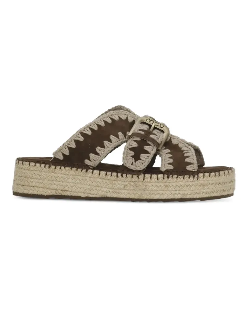 Mou crochet-trim buckle-fastening sandals - Braun Braun